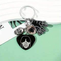 Kids Cartoon Skull Hand Claw & Rhinestone Heart Keychain