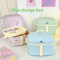 Cartoon Medical Box with Lid, Handheld Storage for Jewelry and Hair Accessories