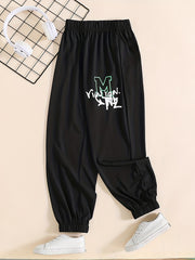 Graffiti Letter Print Boys Sweatpants Quick Drying Jogger Sports Pants