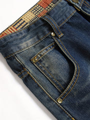 Men's Ripped Jeans Retro Style Distressed Denim