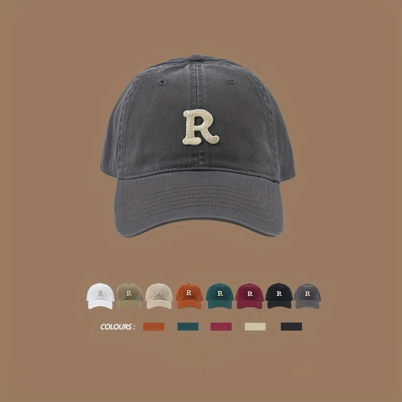 Men's Cotton R Letter Baseball Cap Sunshade Peaked Cap