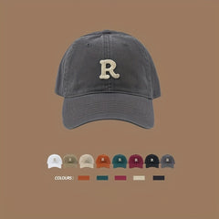 Men's Cotton R Letter Baseball Cap Sunshade Peaked Cap