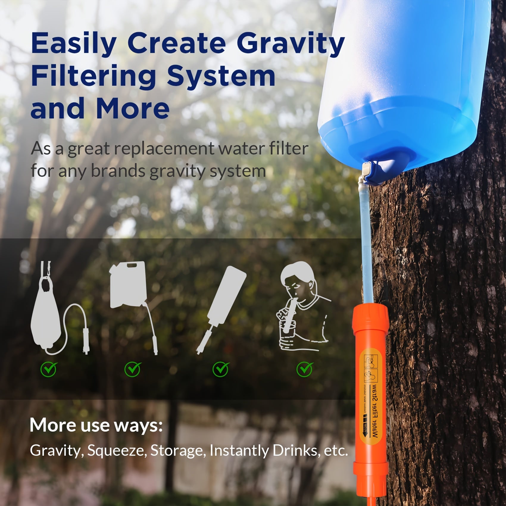 6pcs Mini Water Filter Straw Purifier for Hiking Camping Travel Emergency