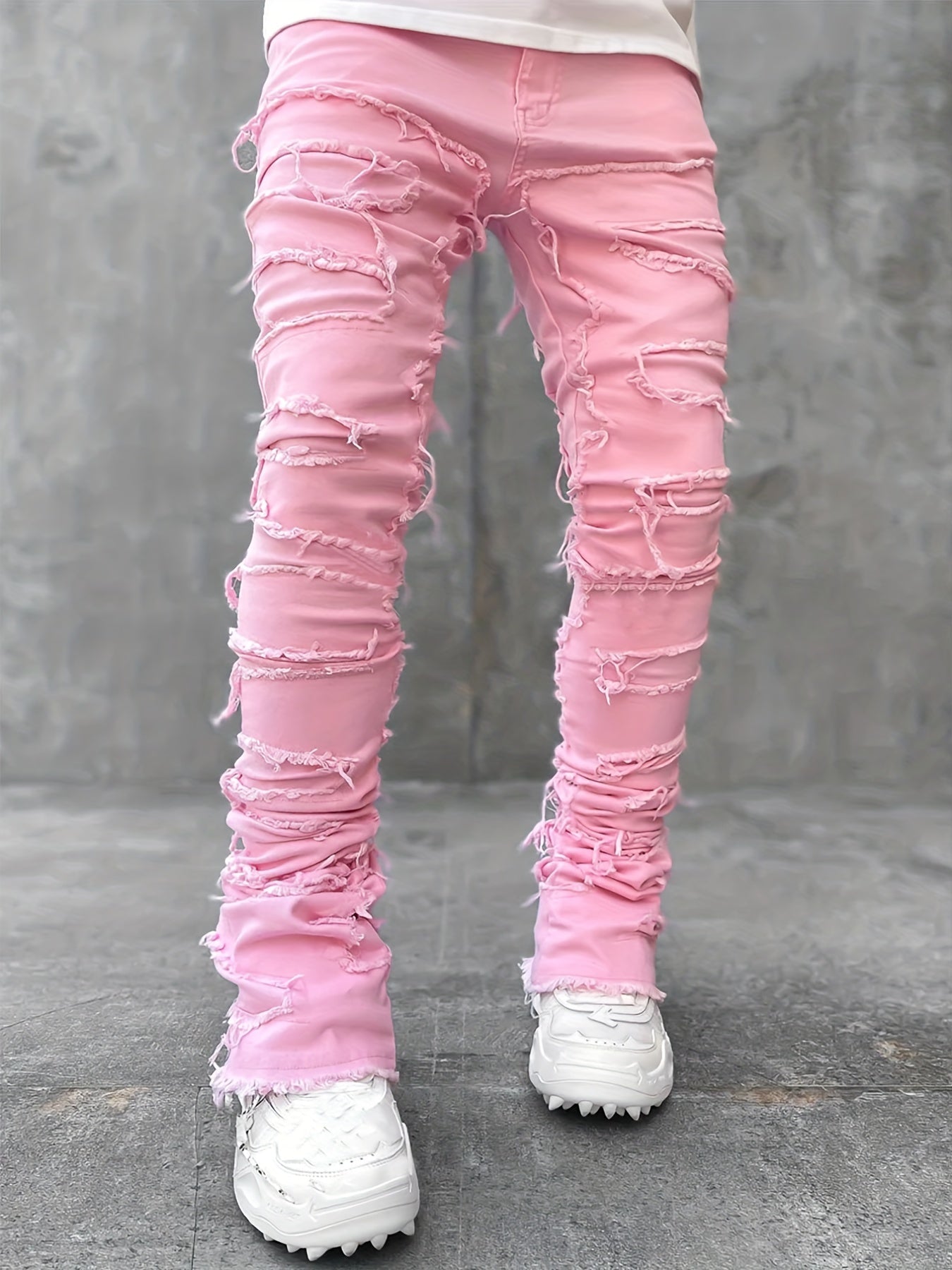 Street Style Denim Pants With Tassels Decoration For Men