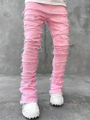 Street Style Denim Pants With Tassels Decoration For Men