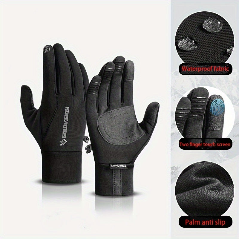 Men's Windproof Waterproof Cycling Gloves Fleece Lining Touch Screen Warm Gloves