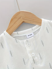 2pcs Baby Boys Trees Print Tops & Shorts Set