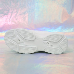 Women's Solid Platform Sneakers Lace Up Round Toe Shoes
