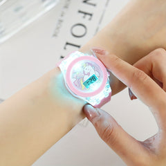 Anime Cartoon Electronic Watch for Kids Light Pink