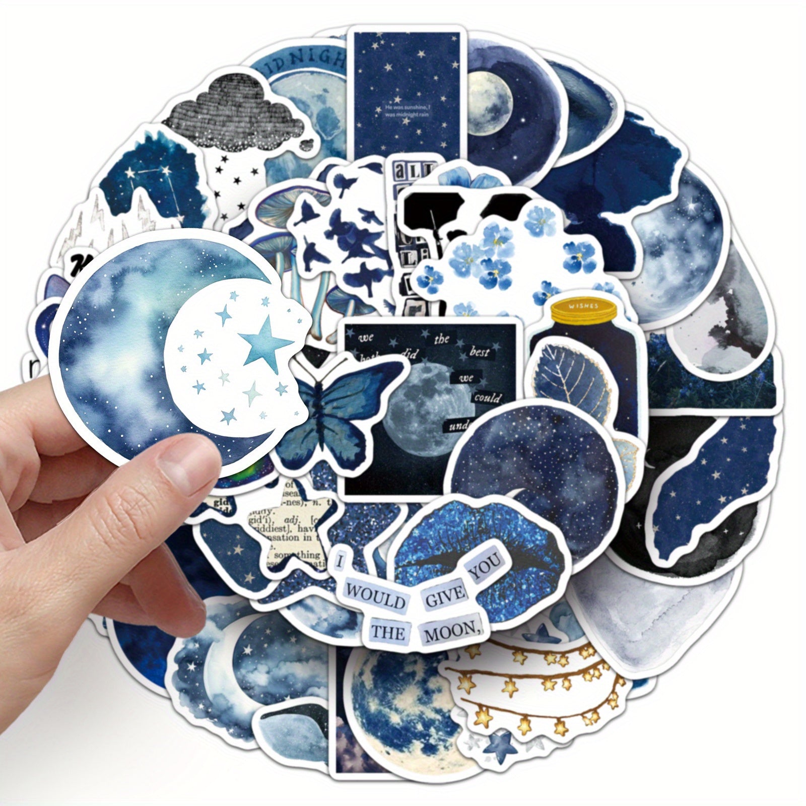 50pcs Midnight Rainy Night Stickers Nocturnal Cityscape Cats Self Adhesive