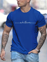 Men's Casual Letters Graphic Print Crew Neck T-shirts Top Tees