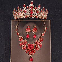 Baroque Vintage Crystal Crown Bridal Jewelry Sets