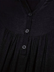Women's Solid Long Sleeve Button Up Ruched Peplum Top