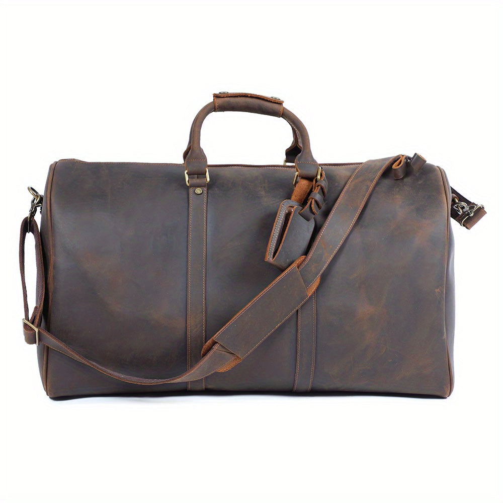 Men's Leather Travel Duffle Bag Vintage Large Capacity Fitness Gym Bag