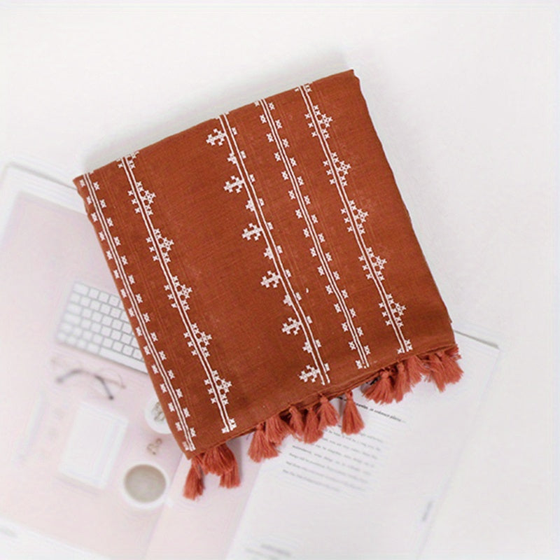 Polyester Print Tassel Scarf Casual Accessories