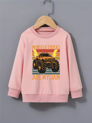 Kid's Sweatshirt Cartoon Vehicle Letter Print Top for Spring Fall