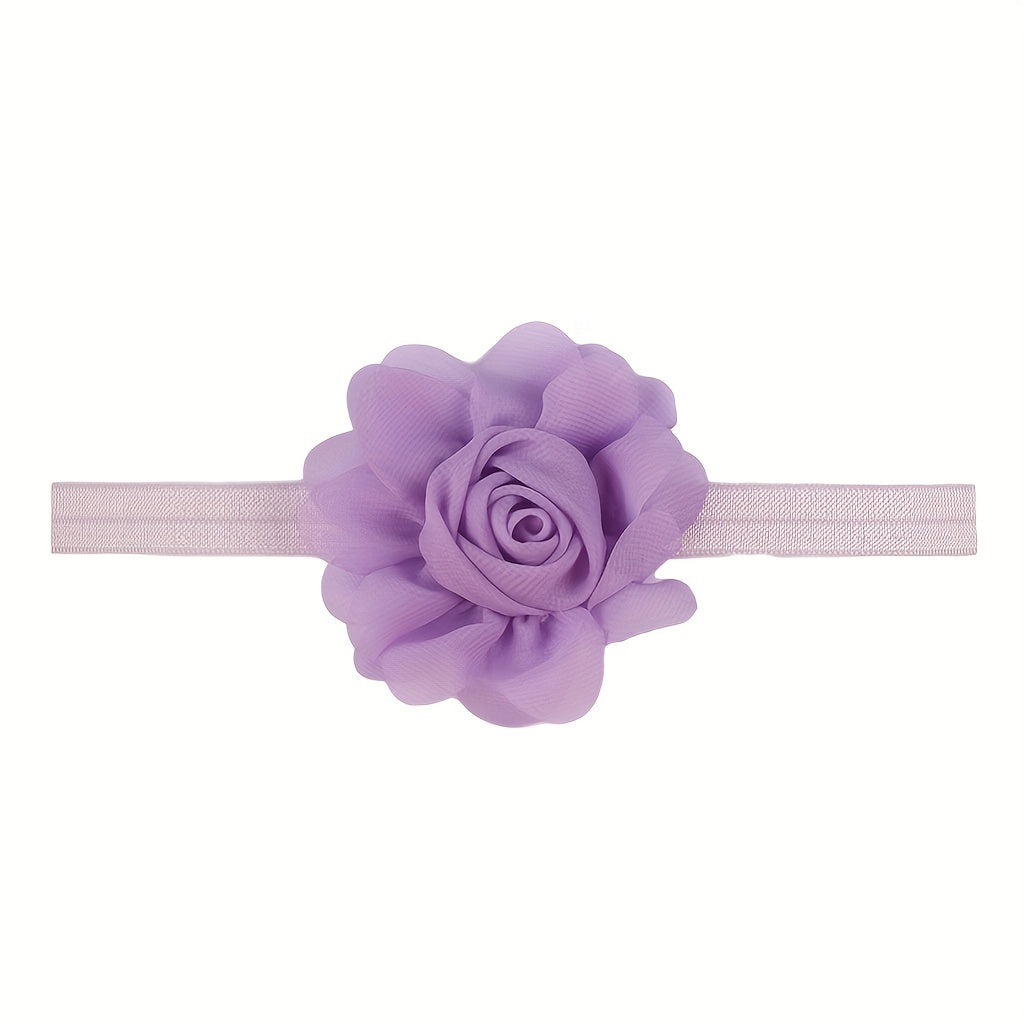 Candy Chiffon Flower Elastic Headband Girls Decorative Hair Accessories
