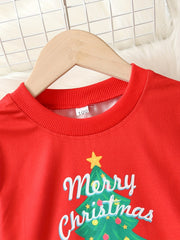 Christmas Print Top & Pants Set Cozy PJ Loungewear