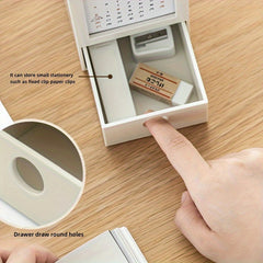 Creative Pen Holder Desk Calendar Office Desktop Storage Box