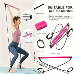 Pilates Bar with Tension Ropes for Full Body Fitness