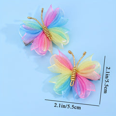 2pcs Cartoon Mesh Butterfly Hair Clips for Baby Girls