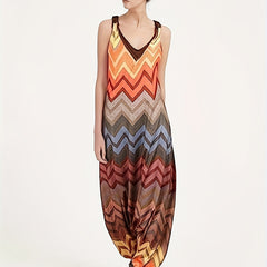Print V Neck Harem Jumpsuit Spaghetti Strap Casual Summer Women's Clothing