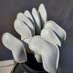 10Pcs Skull Golf Iron Head Covers Set Waterproof Faux Leather Accessories