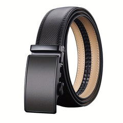 Men's Leather Business Belt Automatic Buckle Belts Adjustable Belt