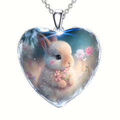 Little Rabbit Heart Pendant Necklace for Girls