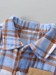 Handsome Baby Boys Plaid Shirt Pants Set Long Sleeve Top Trousers 2pcs