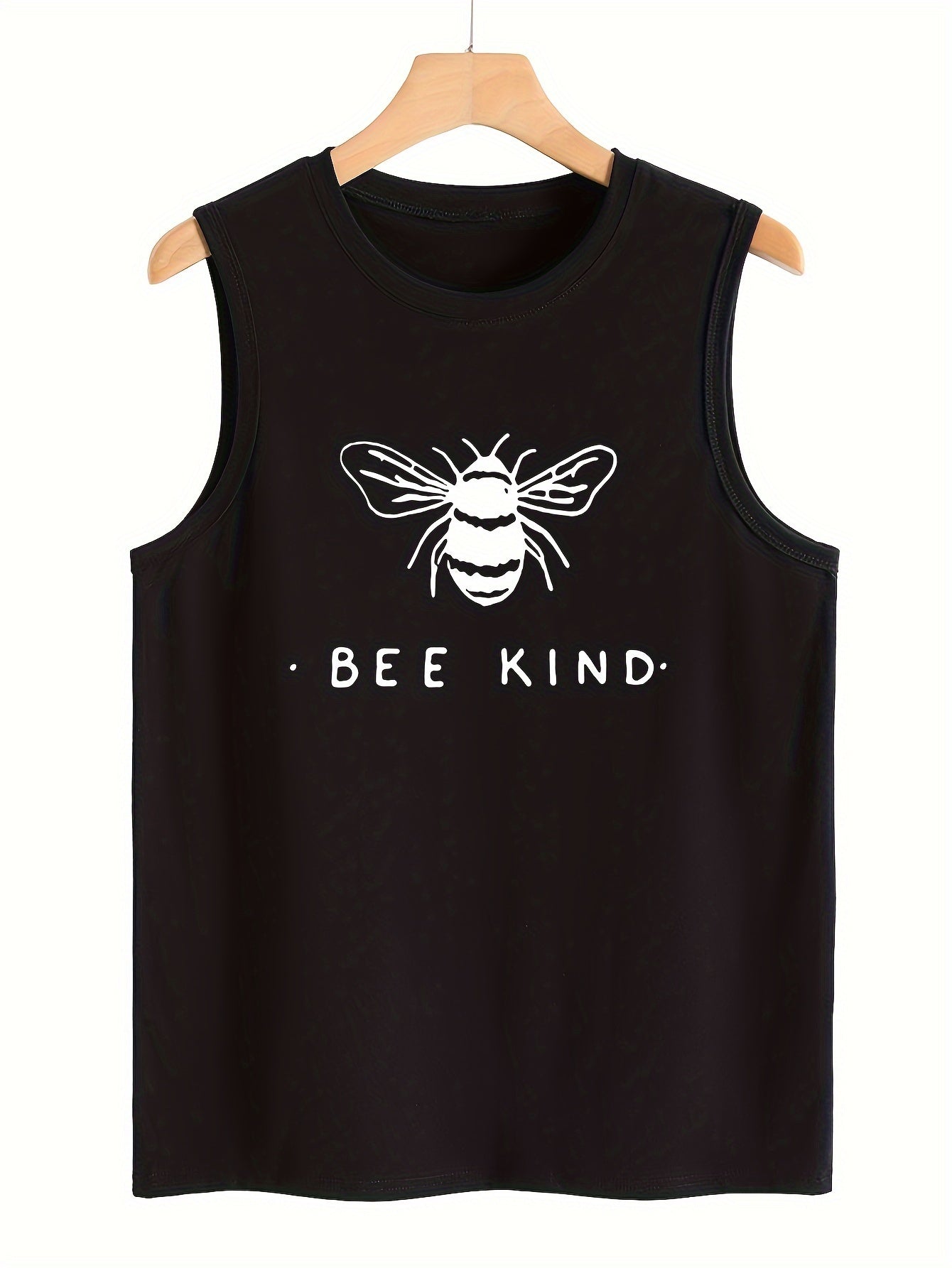 Bee & Letter Print Sleeveless Sports Vest Women's Activewear