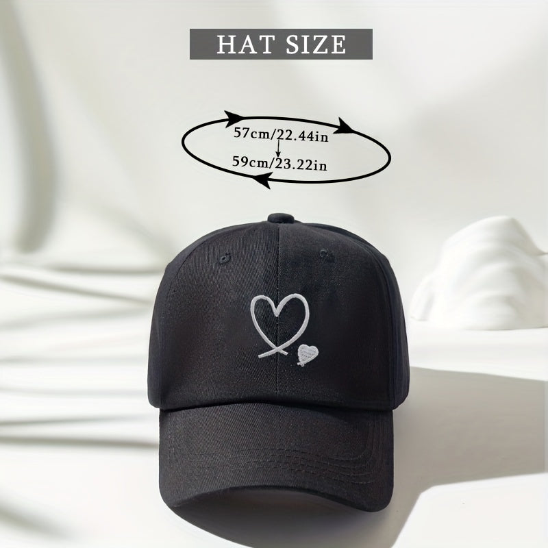 Embroidered Love Baseball Cap Lightweight Adjustable Sun Protection Couple Hat