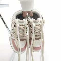 Letter Detail Lace up Thick Bottom Sporty Skate Shoes