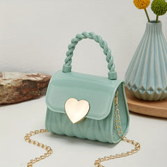 Girls Mini PVC Handheld Bag with Love Decoration for Party & Holiday