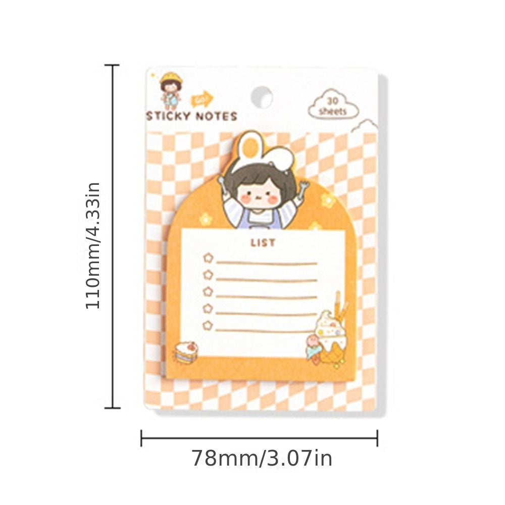 Sticky Notes Cartoon Self-stick Memo Pad, 30 Sheets