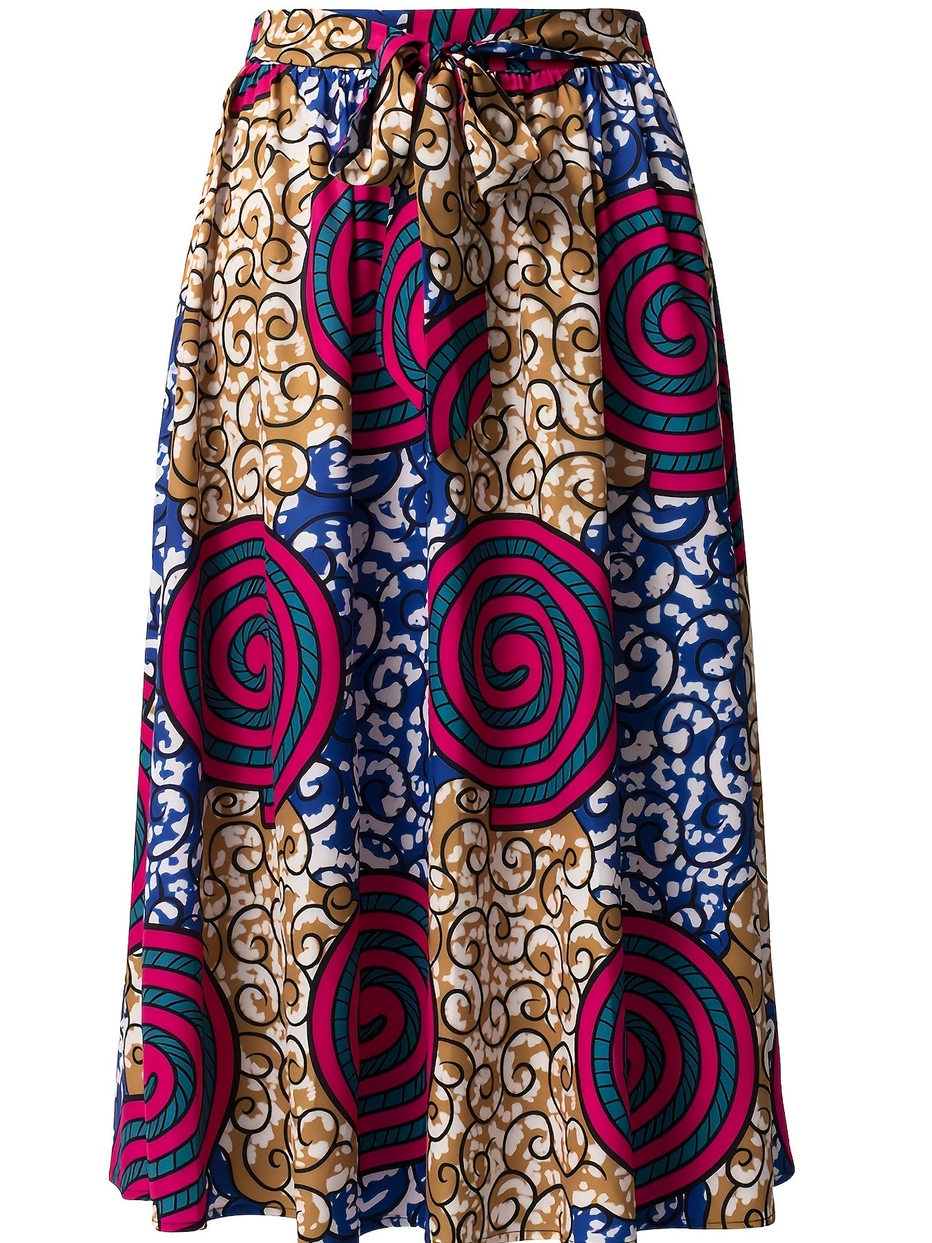 Graphic Print Pleated Skirts Boho Tie Front Summer Skirts Women's Clothing