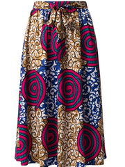 Graphic Print Pleated Skirts Boho Tie Front Summer Skirts Women's Clothing