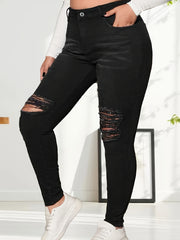 Women's Skinny Stretch Jeans with Ripped Detail