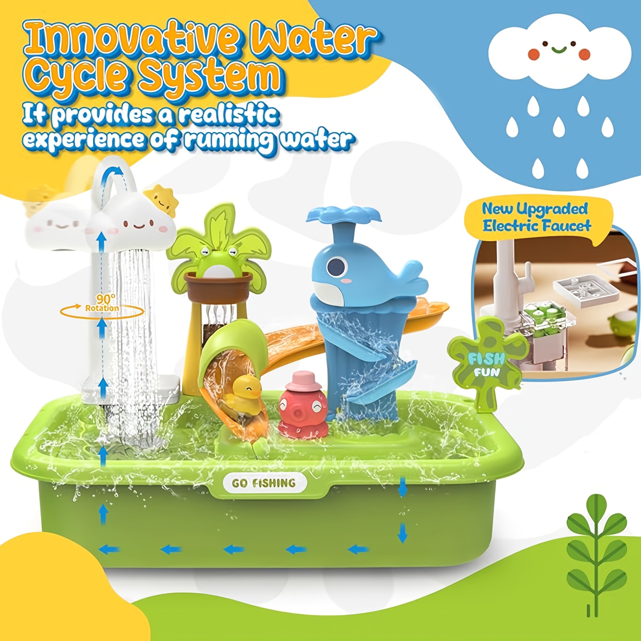 Kids Fishing Toy Sandbox Water Table Toy for Pretend Play