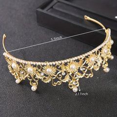 Vintage Baroque Sunflower Crown Tiara Bridal Faux Pearl Hair Accessories