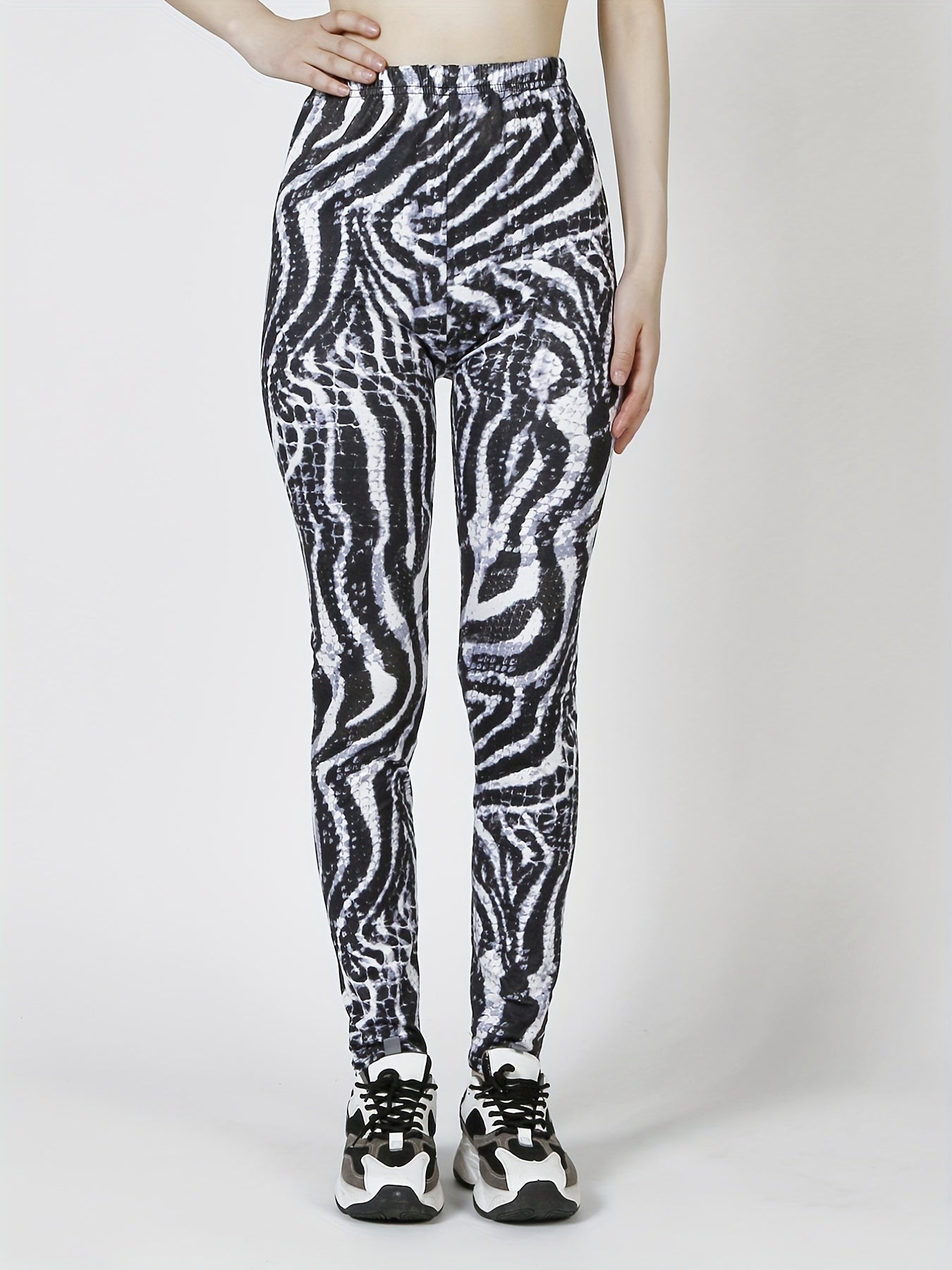 Leopard Print Skinny Leggings Stretchy Casual Leggings Women's Clothing