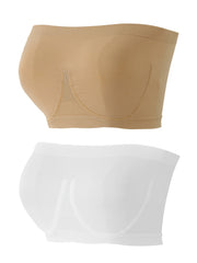 2pcs Invisible Strapless Bandeau Bras Soft & Comfy Stretch Everyday Bra