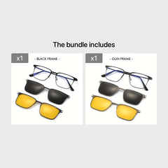 Polarized Magnet Clip On Glasses Men Night Vision Sunglasses Set