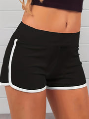 Sports Shorts Women's Plus Contrast Trim High Waist