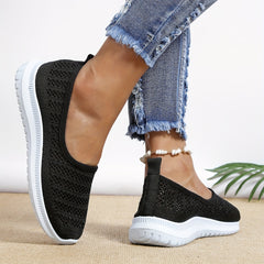 Women's Breathable Mesh Knit Shoes Slip On Sneakers Comfortable Lightweight