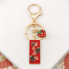 1pc Lucky Alloy Blessing Text Keychain Keyring Bag Key Car Decoration Pendant
