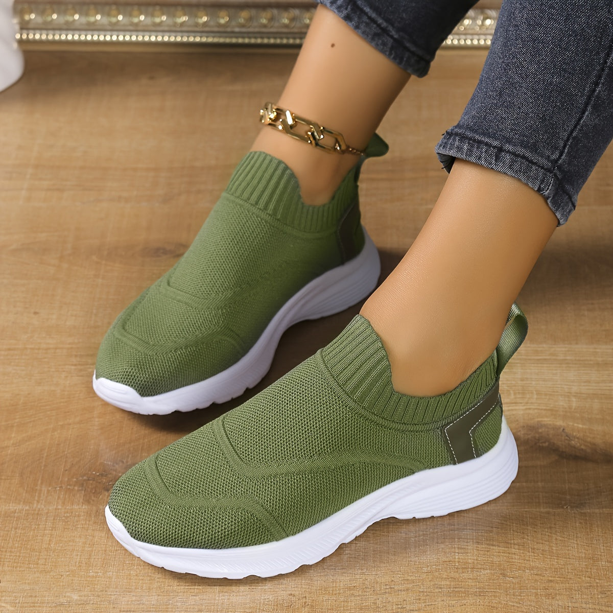 Mesh Breathable Low Top Sneakers Solid Running Shoes Women's Footwear