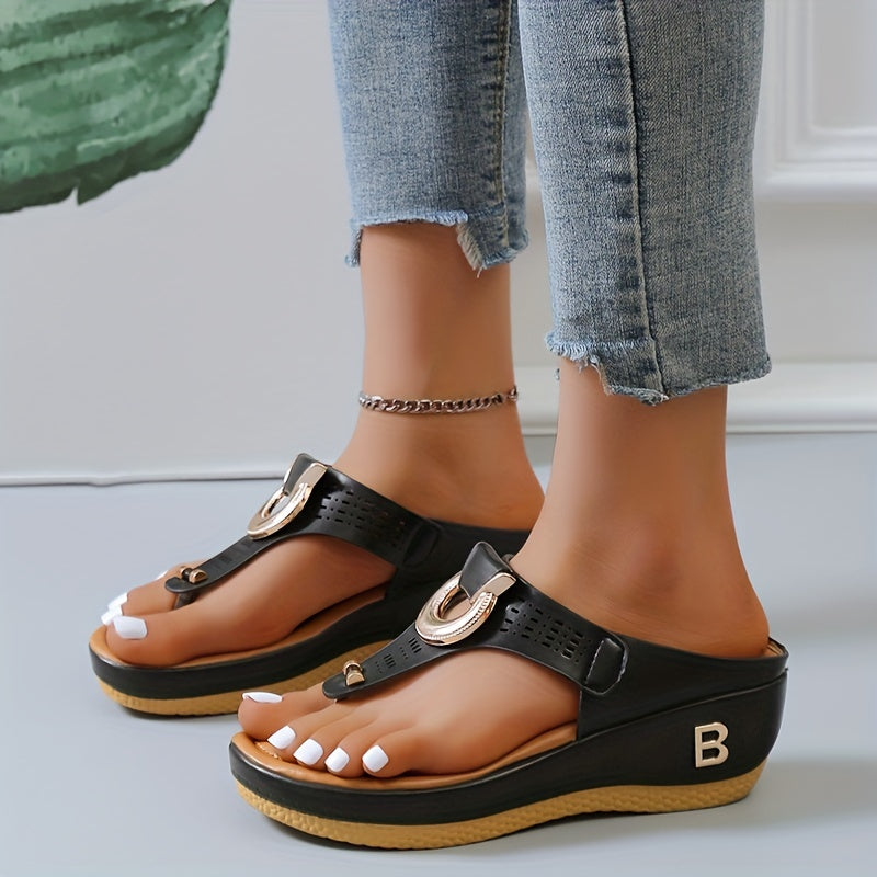 Women's Wedge Sandals Open Toe Outdoor Slides Air Cushion Slippers