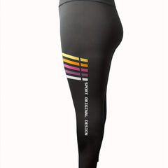 Stripe & Slogan Print Waist Band Leggings