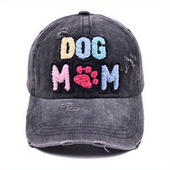 DOG MAMA Patch Baseball Cap Vintage Washed Distressed Sun Hat